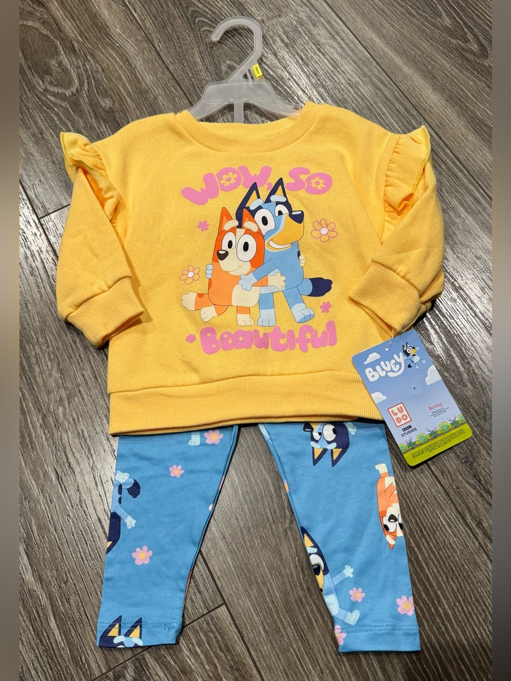 NWT Bluey Kids Matching Set - Yellow Top & Blue Leggings